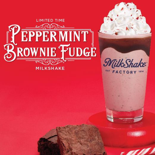 MilkShake Factory Peppermint Brownie Fudge Milkshake Limited Time Offer